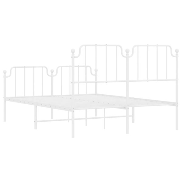 vidaXL Metal Bed Frame with Headboard and FootboardÂ White 53.1"x74.8" - Image 7