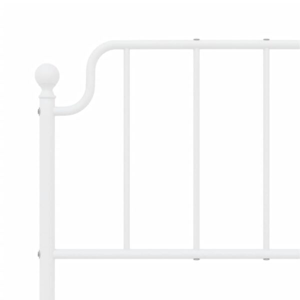 vidaXL Metal Bed Frame with Headboard and FootboardÂ White 53.1"x74.8" - Image 8