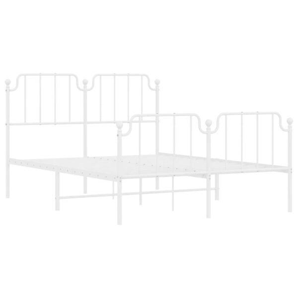 vidaXL Metal Bed Frame with Headboard and FootboardÂ White 59.1"x78.7" - Image 4