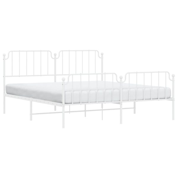 vidaXL Metal Bed Frame with Headboard&FootboardÂ White 72"x83.9" California King - Image 3