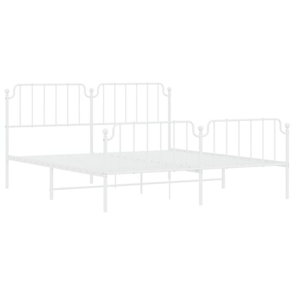 vidaXL Metal Bed Frame with Headboard&FootboardÂ White 72"x83.9" California King - Image 4