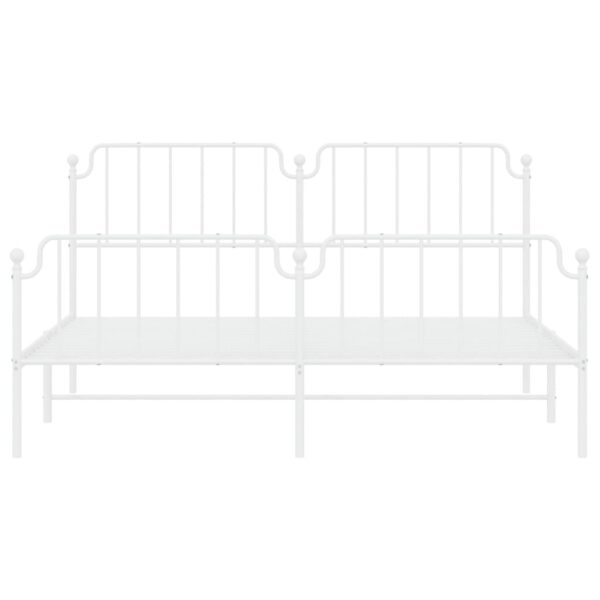 vidaXL Metal Bed Frame with Headboard&FootboardÂ White 72"x83.9" California King - Image 5