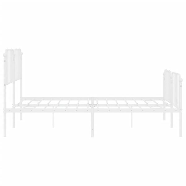 vidaXL Metal Bed Frame with Headboard&FootboardÂ White 72"x83.9" California King - Image 6