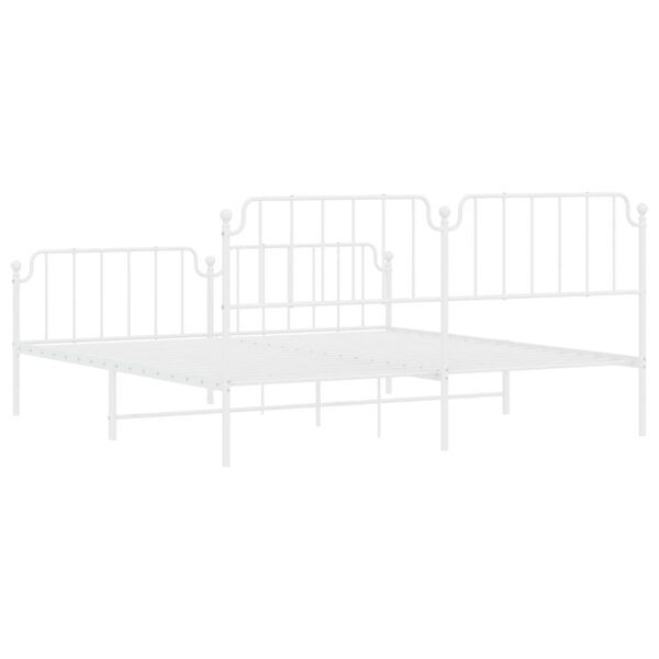 vidaXL Metal Bed Frame with Headboard and FootboardÂ White 76"x79.9" King - Image 7