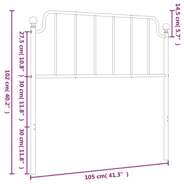 vidaXL Metal Headboard White 39.4" - Image 6