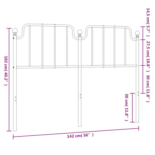 vidaXL Metal Headboard White 53.1" - Image 6