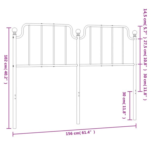 vidaXL Metal Headboard White 59.1" - Image 6