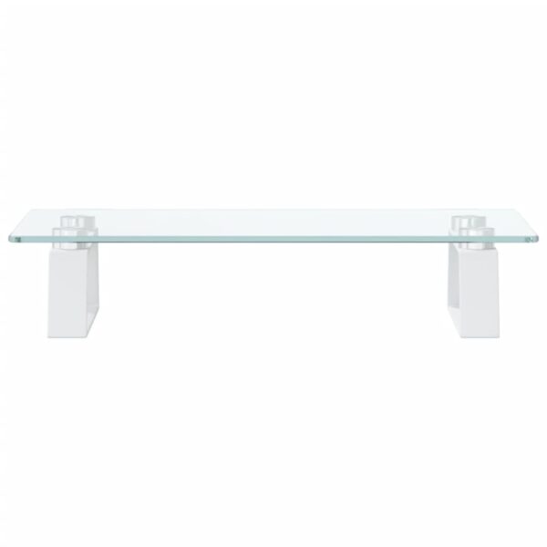 vidaXL Monitor Stand White 15.7"x7.9"x3.1" Tempered Glass and Metal - Image 4