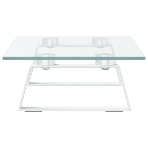 vidaXL Monitor Stand White 15.7"x7.9"x3.1" Tempered Glass and Metal - Image 5