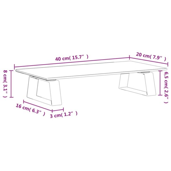 vidaXL Monitor Stand White 15.7"x7.9"x3.1" Tempered Glass and Metal - Image 8