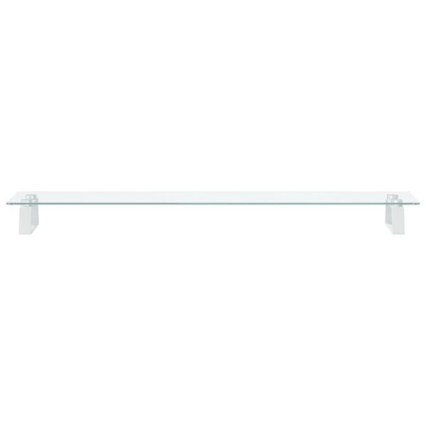 vidaXL Monitor Stand White 39.4"x7.9"x3.1" Tempered Glass and Metal - Image 4