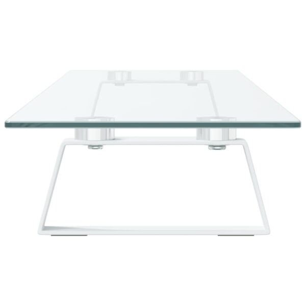 vidaXL Monitor Stand White 39.4"x7.9"x3.1" Tempered Glass and Metal - Image 5