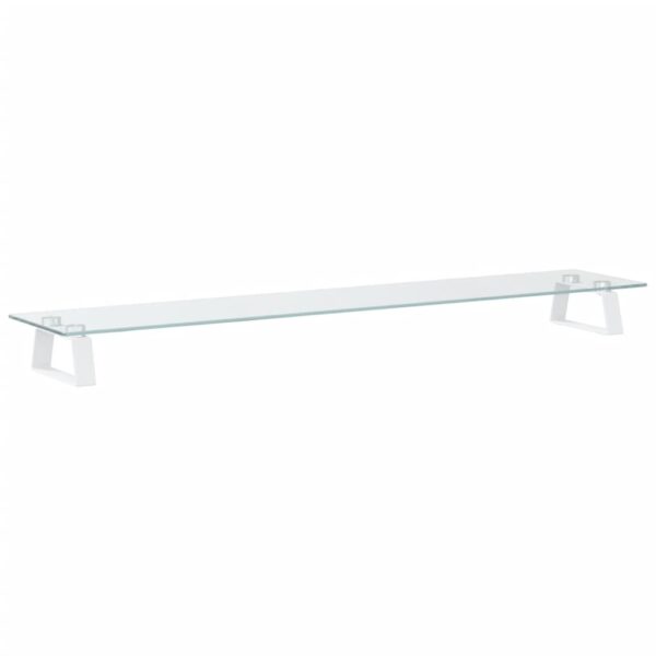 vidaXL Monitor Stand White 39.4"x7.9"x3.1" Tempered Glass and Metal - Image 6