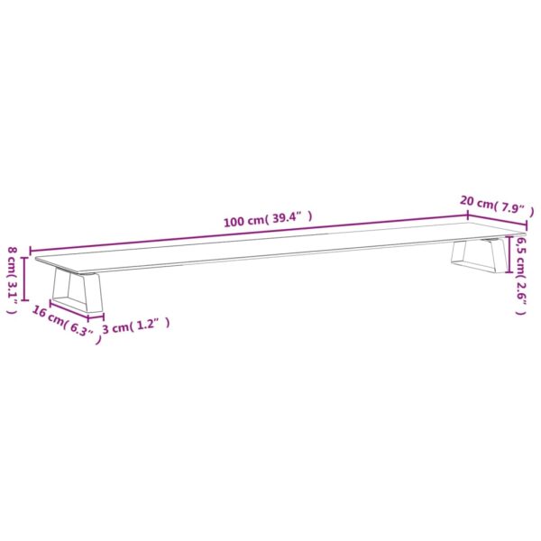 vidaXL Monitor Stand White 39.4"x7.9"x3.1" Tempered Glass and Metal - Image 8