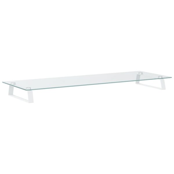 vidaXL Monitor Stand White 39.4"x13.8"x3.1" Tempered Glass and Metal - Image 2