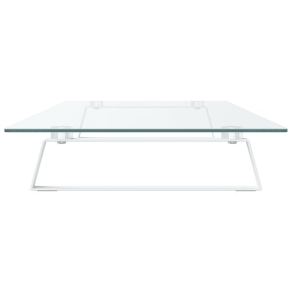 vidaXL Monitor Stand White 39.4"x13.8"x3.1" Tempered Glass and Metal - Image 5