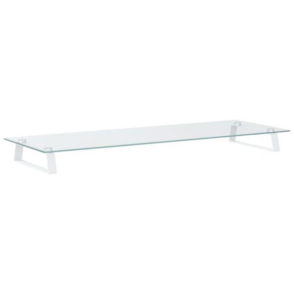 vidaXL Monitor Stand White 39.4"x13.8"x3.1" Tempered Glass and Metal - Image 6