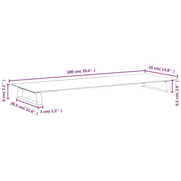 vidaXL Monitor Stand White 39.4"x13.8"x3.1" Tempered Glass and Metal - Image 8