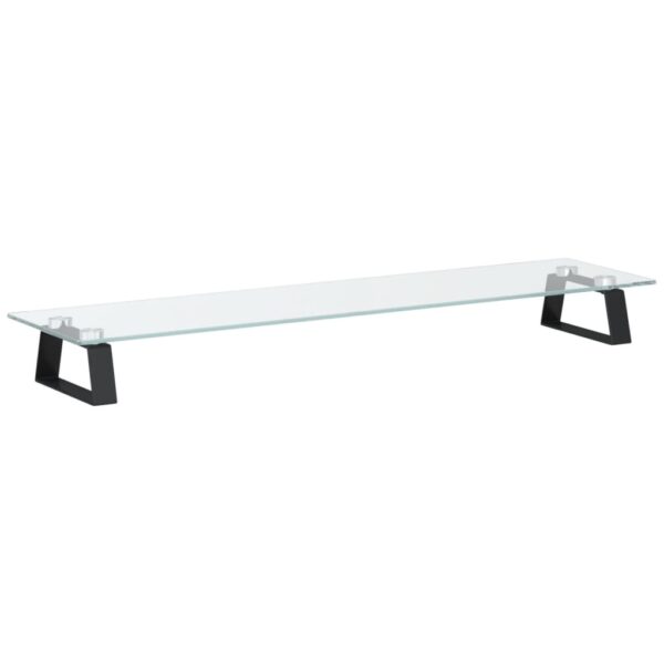 vidaXL Monitor Stand Black 31.5"x7.9"x3.1" Tempered Glass and Metal - Image 2