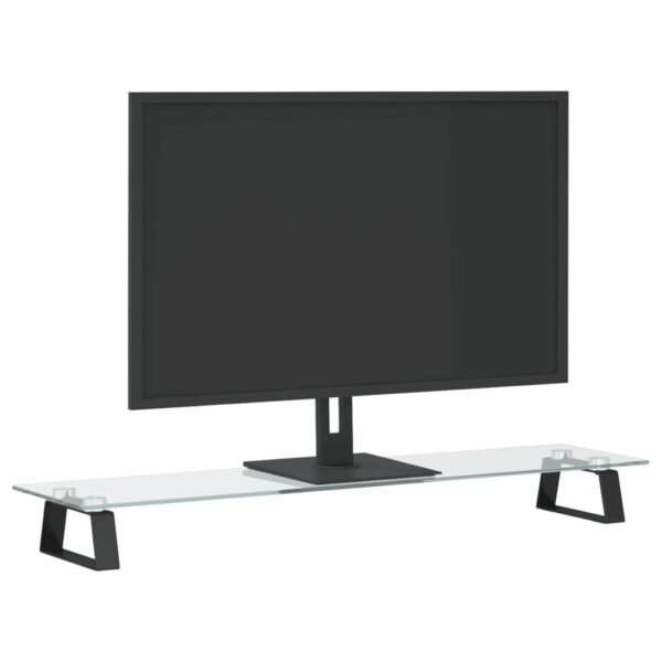 vidaXL Monitor Stand Black 31.5"x7.9"x3.1" Tempered Glass and Metal - Image 3