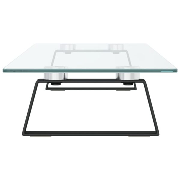 vidaXL Monitor Stand Black 31.5"x7.9"x3.1" Tempered Glass and Metal - Image 5