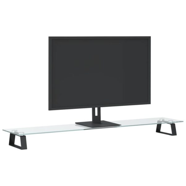 vidaXL Monitor Stand Black 39.4"x7.9"x3.1" Tempered Glass and Metal - Image 3