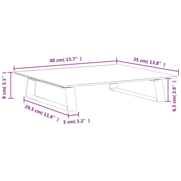 vidaXL Monitor Stand Black 15.7"x13.8"x3.1" Tempered Glass and Metal - Image 8