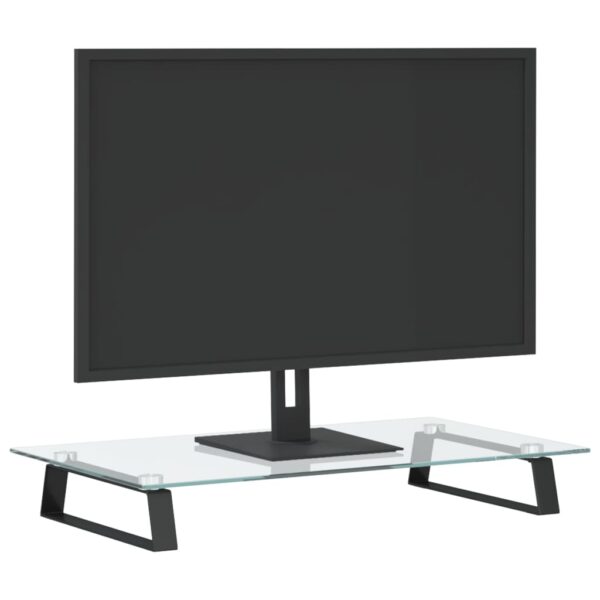 vidaXL Monitor Stand Black 23.6"x13.8"x3.1" Tempered Glass and Metal - Image 3