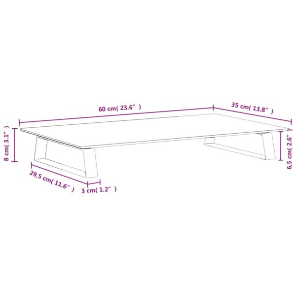 vidaXL Monitor Stand Black 23.6"x13.8"x3.1" Tempered Glass and Metal - Image 8