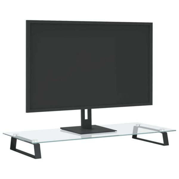 vidaXL Monitor Stand Black 31.5"x13.8"x3.1" Tempered Glass and Metal - Image 3