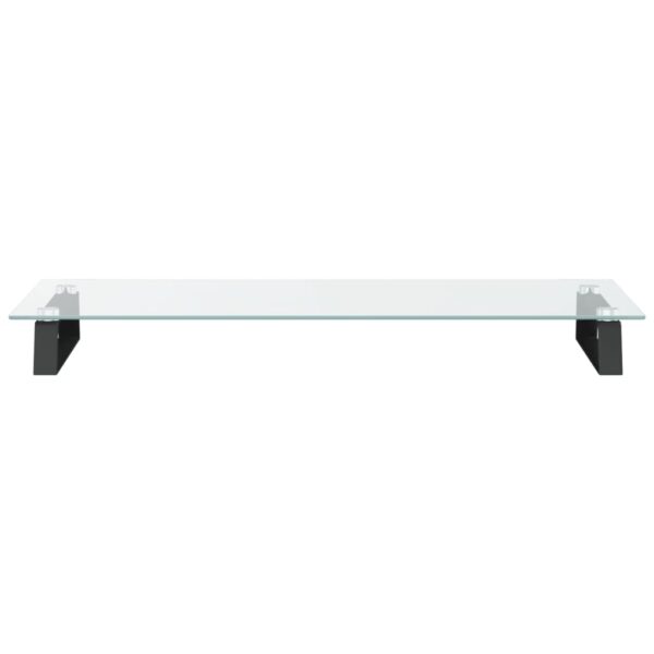 vidaXL Monitor Stand Black 31.5"x13.8"x3.1" Tempered Glass and Metal - Image 4