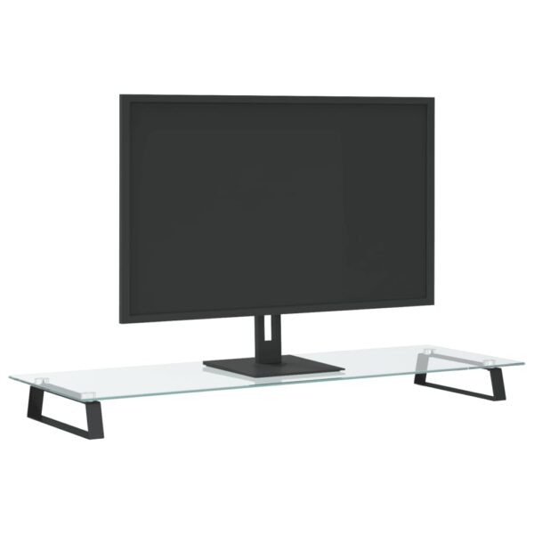 vidaXL Monitor Stand Black 39.4"x13.8"x3.1" Tempered Glass and Metal - Image 3