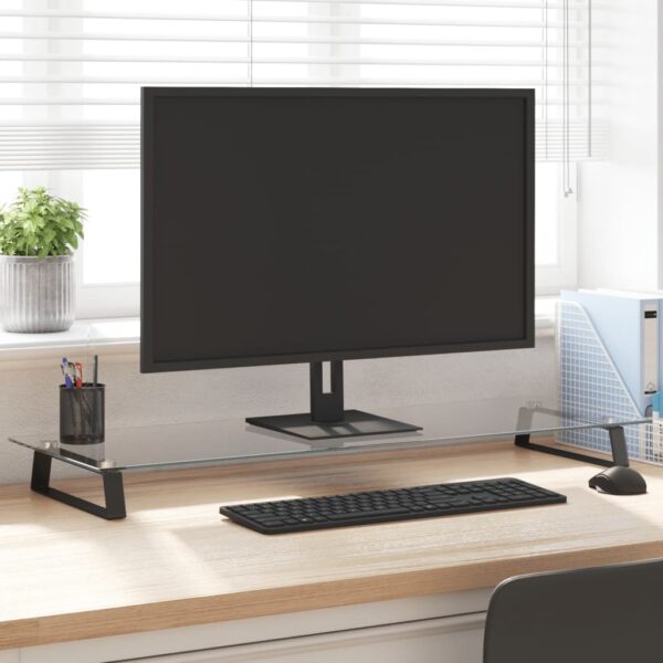 vidaXL Monitor Stand Black 39.4"x13.8"x3.1" Tempered Glass and Metal