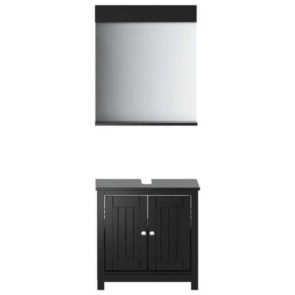 vidaXL 2 Piece Bathroom Furniture Set BERG Black Solid Wood Pine - Image 2