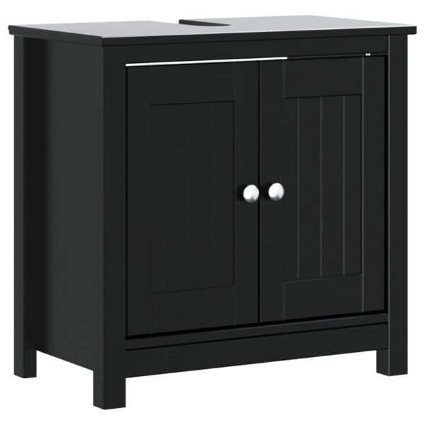 vidaXL 2 Piece Bathroom Furniture Set BERG Black Solid Wood Pine - Image 3