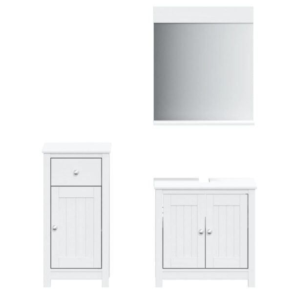 vidaXL 3 Piece Bathroom Furniture Set BERG White Solid Wood Pine - Image 2