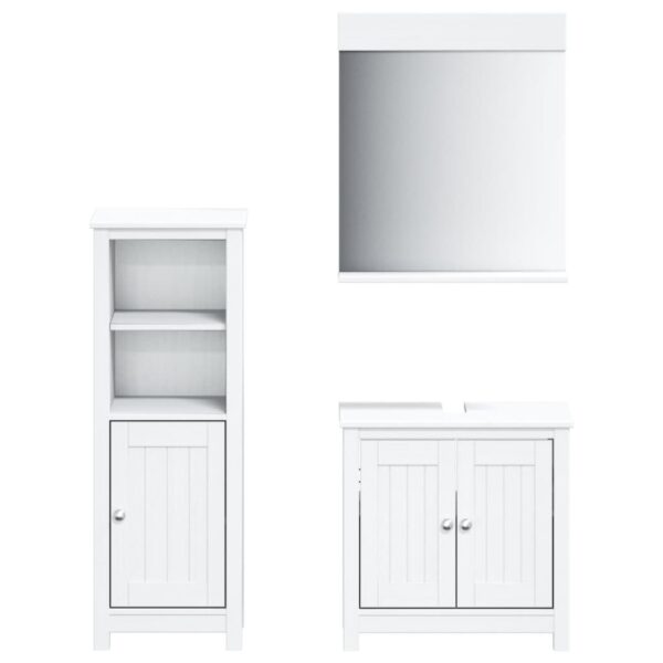 vidaXL 3 Piece Bathroom Furniture Set BERG White Solid Wood Pine - Image 2