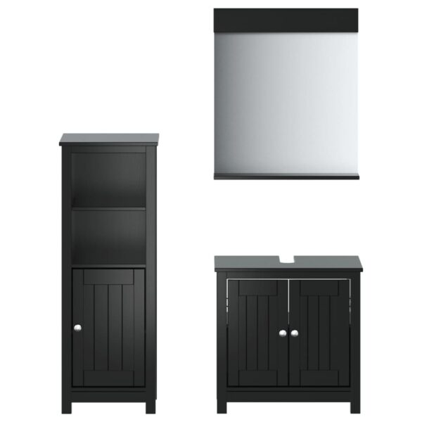 vidaXL 3 Piece Bathroom Furniture Set BERG Black Solid Wood Pine - Image 2