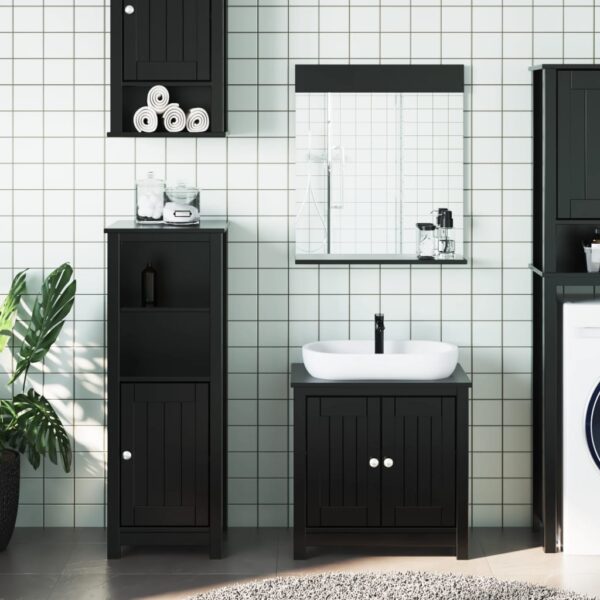 vidaXL 3 Piece Bathroom Furniture Set BERG Black Solid Wood Pine