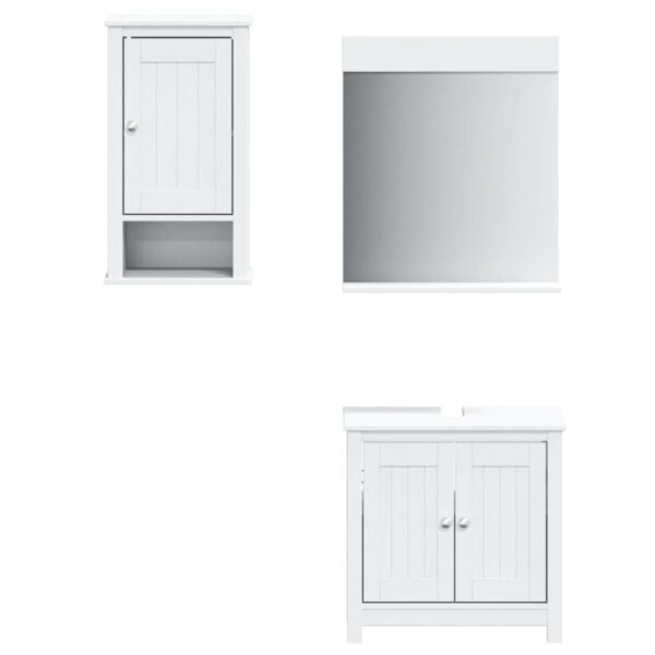 vidaXL 3 Piece Bathroom Furniture Set BERG White Solid Wood Pine - Image 2