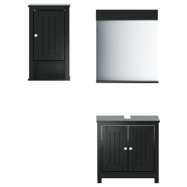 vidaXL 3 Piece Bathroom Furniture Set BERG Black Solid Wood Pine - Image 2