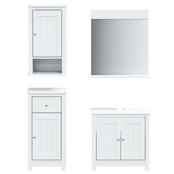 vidaXL 4 Piece Bathroom Furniture Set BERG White Solid Wood Pine - Image 2