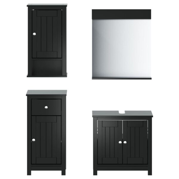 vidaXL 4 Piece Bathroom Furniture Set BERG Black Solid Wood Pine - Image 2