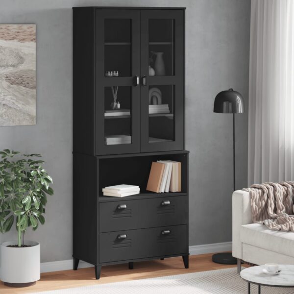 vidaXL Highboard VIKEN Black 31.5"x15.7"x78.7" Solid Wood Pine - Image 3