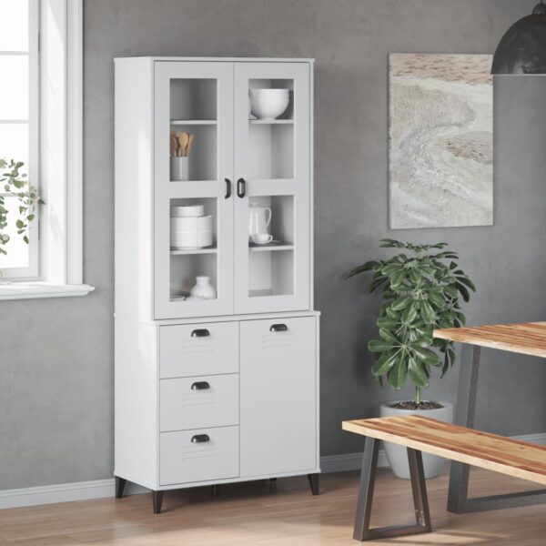 vidaXL Highboard VIKEN White 31.5"x15.7"x74.8" Solid Wood Pine - Image 3