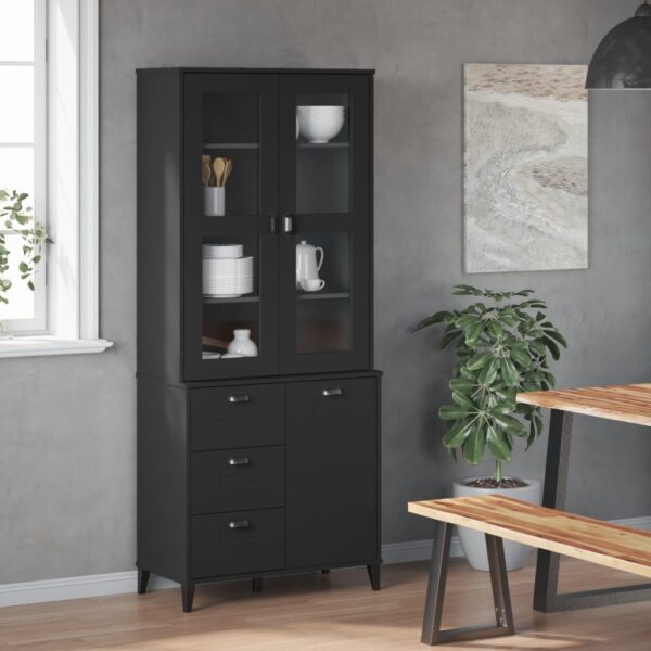 vidaXL Highboard VIKEN Black 31.5"x15.7"x74.8" Solid Wood Pine - Image 3