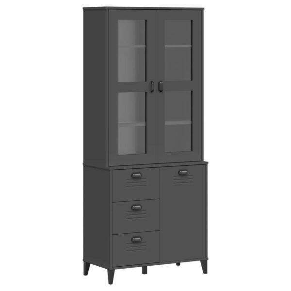 vidaXL Highboard VIKEN Anthracite Gray 31.5"x15.7"x74.8" Solid Wood Pine - Image 2