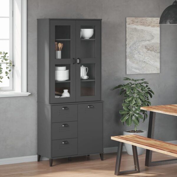 vidaXL Highboard VIKEN Anthracite Gray 31.5"x15.7"x74.8" Solid Wood Pine - Image 3