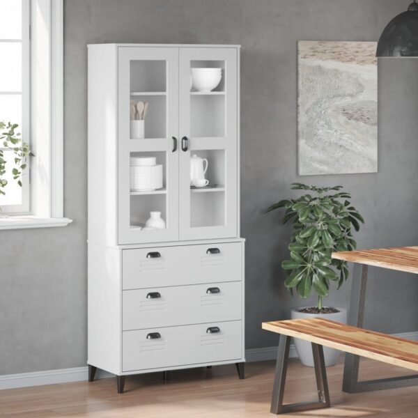 vidaXL Highboard VIKEN White 31.5"x15.7"x74.8" Solid Wood Pine - Image 3