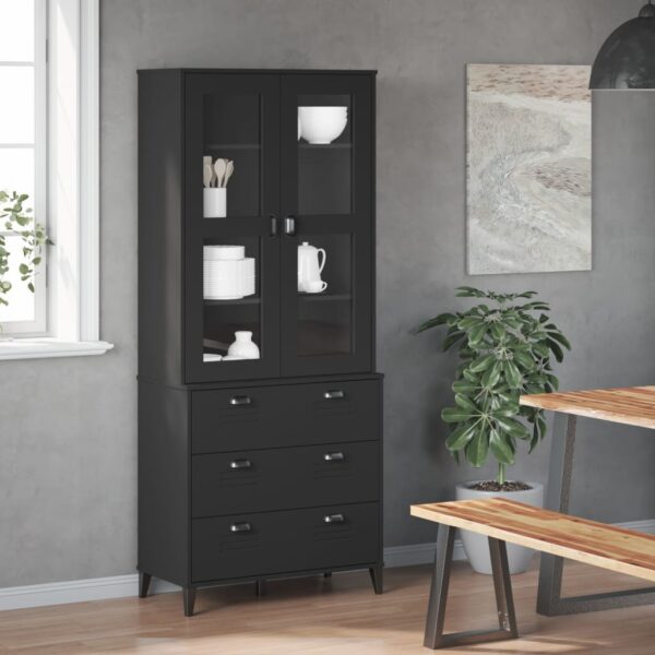 vidaXL Highboard VIKEN Black 31.5"x15.7"x74.8" Solid Wood Pine - Image 3